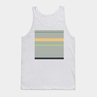 A selected confection of Greyish, Onyx, Oxley, Pale Olive Green and Pale Gold stripes. Tank Top